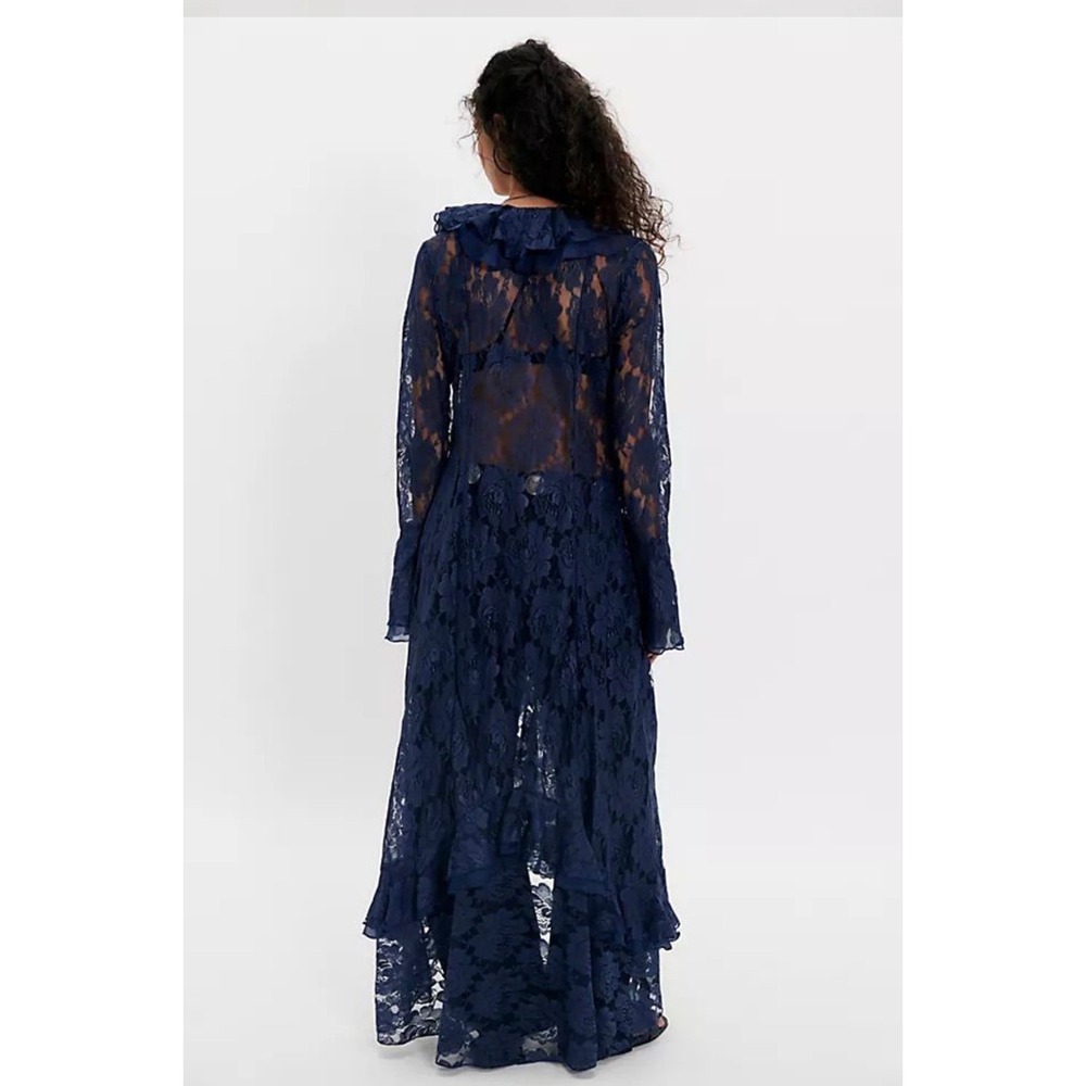 Free People Heirloom Maxi Top Navy Blue lace New NWT - Picture 2 of 7